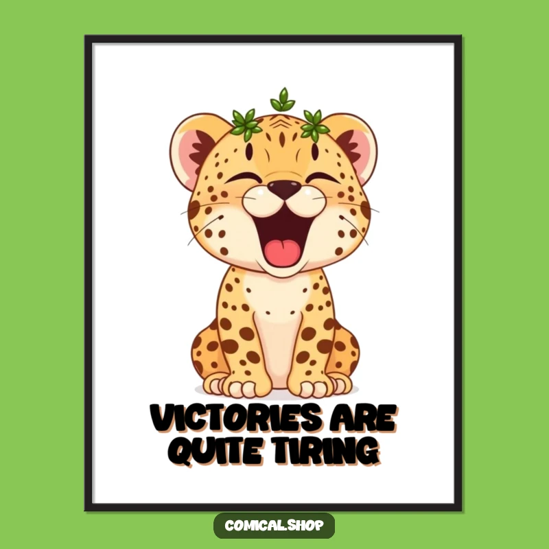 Free Printable Wall Art: Yawning Cheetah Cub Wreath Downloadable Art