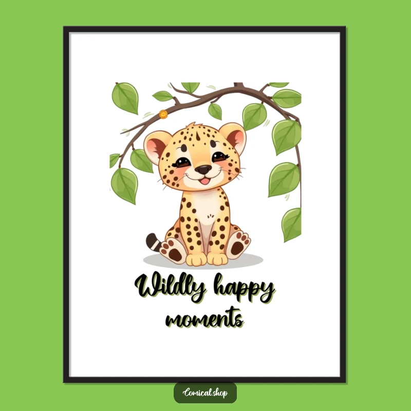 Playful Cheetah Cub Vine Funny Free Printable Wall Art Downloadable Gift