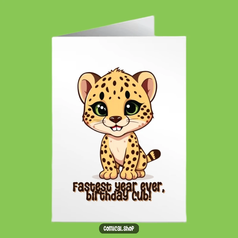 Free Printable Birthday Card: Stylish Cheetah Cub, Cool Downloadable Gift for Animal Lovers