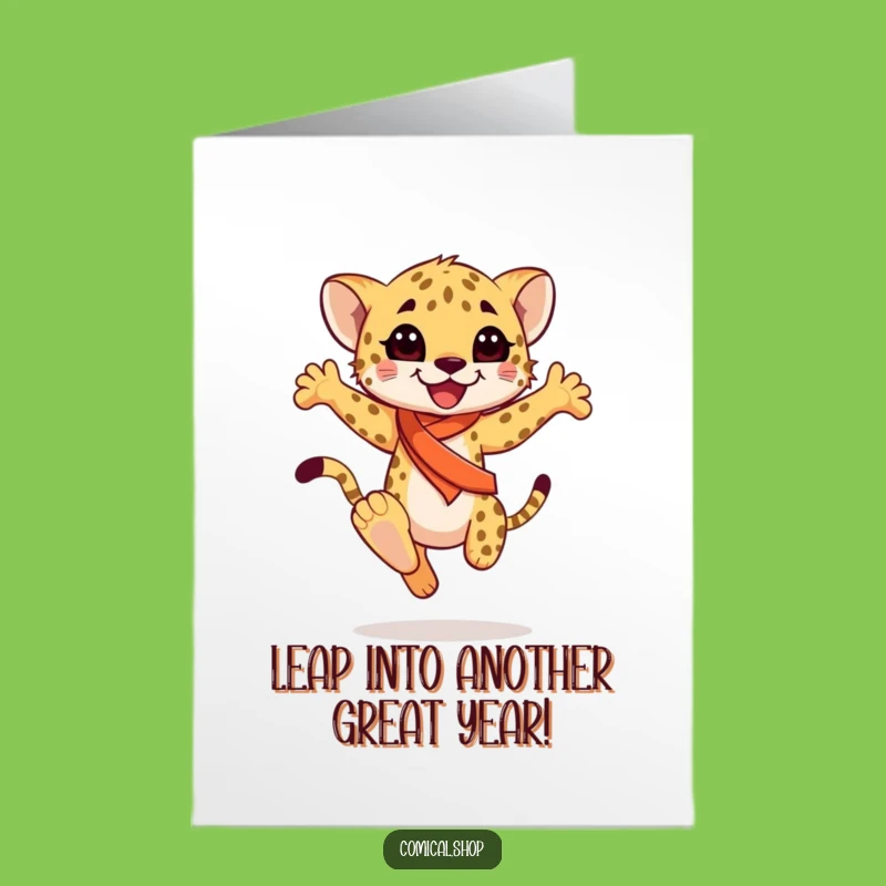 Free Printable Birthday Card: Leaping Cheetah Cub Sash - Funny Downloadable Gift