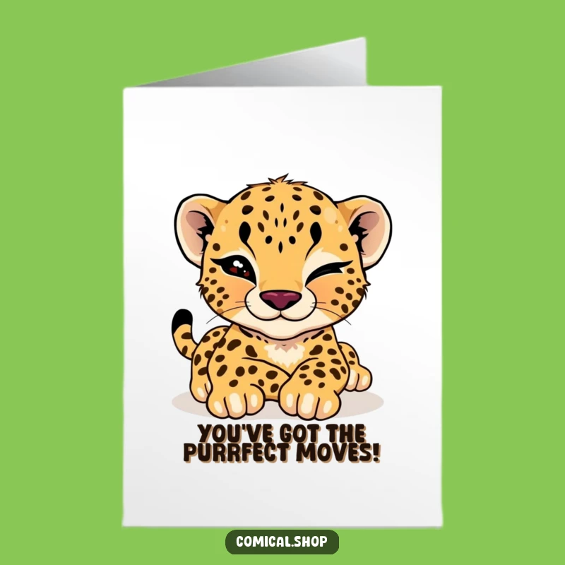 Cheetah Cub Wink Congrats Card: Free Printable Relaxed Funny Downloadable Gift