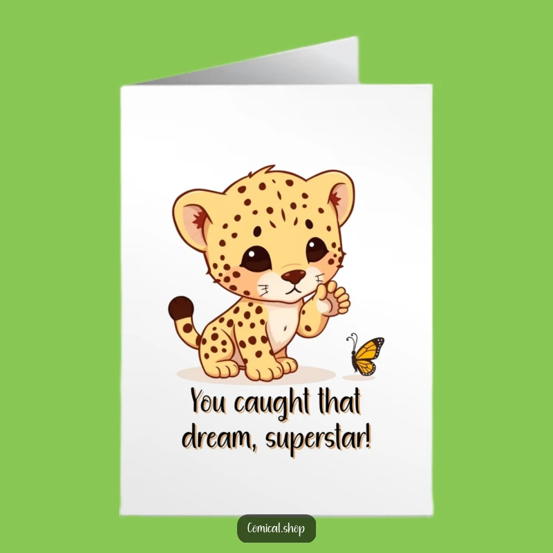 Free Printable Cheetah Cub Congrats Card: Pounce on Success with this Funny Downloadable Gift