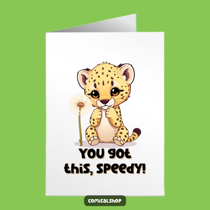 Free Printable Congrats Card: Cheetah Cub Dandelion Celebration