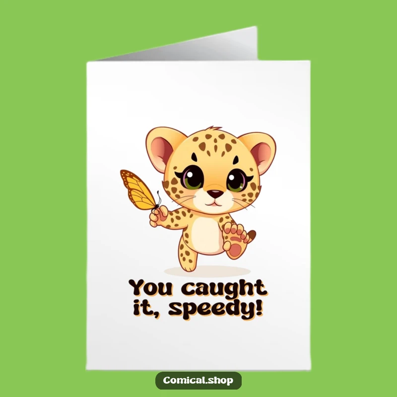 Free Printable Congrats Card: Cheetah Cub Joy, Whimsical Downloadable Gift