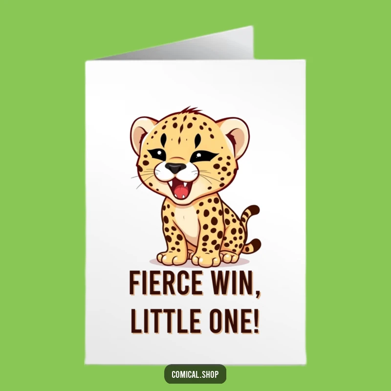Free Printable Congrats Card: Fierce Cheetah Cub Roar Funny Downloadable