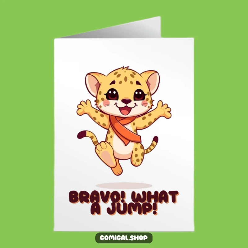 Free Printable Congrats Card: Leaping Cheetah Cub Sash - Funny Downloadable Gift