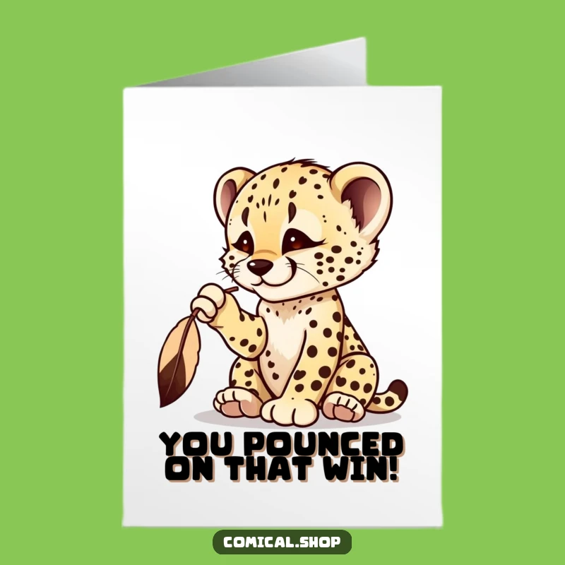 Free Printable Congrats Cheetah Card: Feather Play Downloadable Success