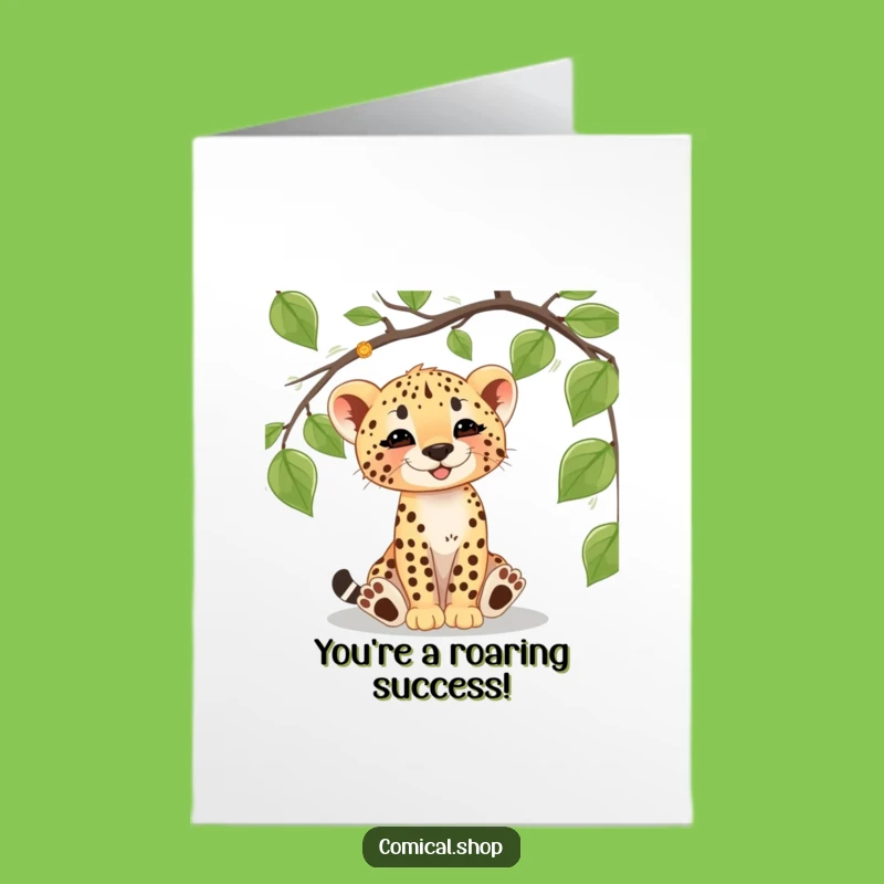 Cheetah Cub Congrats Card: Free Printable Playful Vine Funny Downloadable Gift