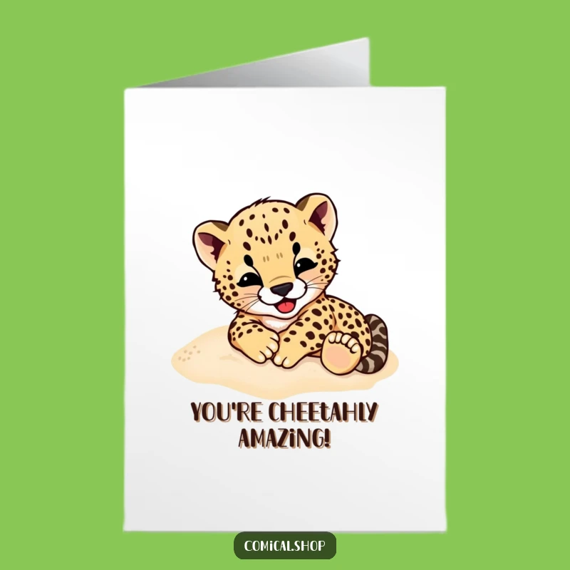 Free Printable Cheetah Cub Congrats Card Funny Downloadable Gift