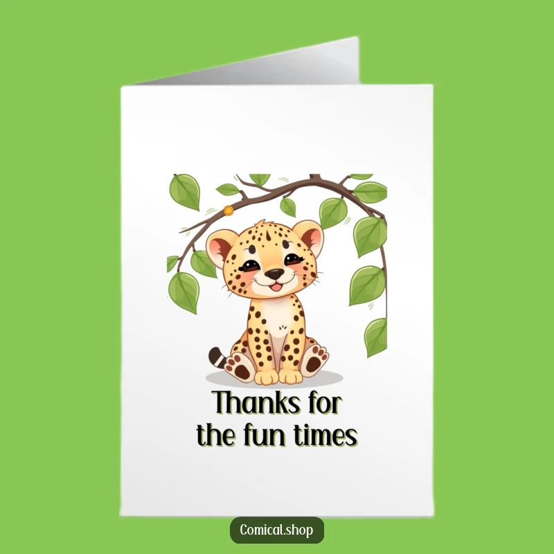Cheetah Cub Thank You Card: Free Printable Playful Vine Funny Downloadable Gift