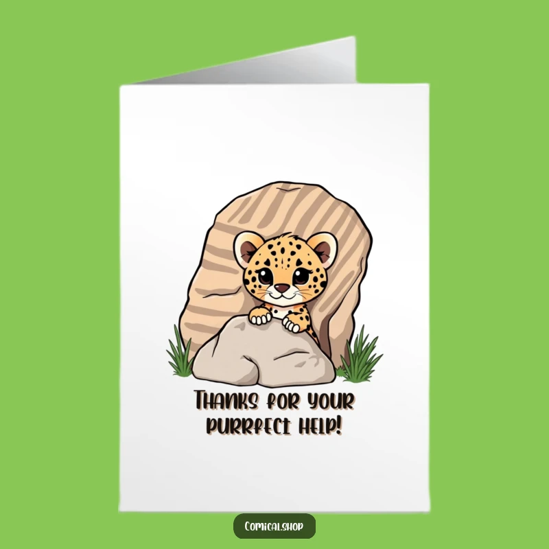 Free Printable Thank You Card: Cheetah Cub Peeking Funny Downloadable Gift!