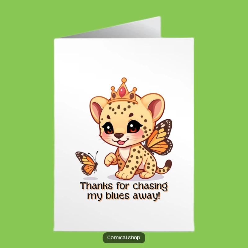 Free Printable Thank You Card: Cheetah Tiara Race - Funny Downloadable Gift