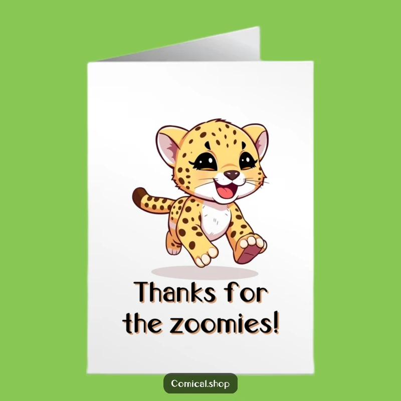 Free Printable Thank You Card: Fast Cheetah Cub Funny Downloadable Gift!