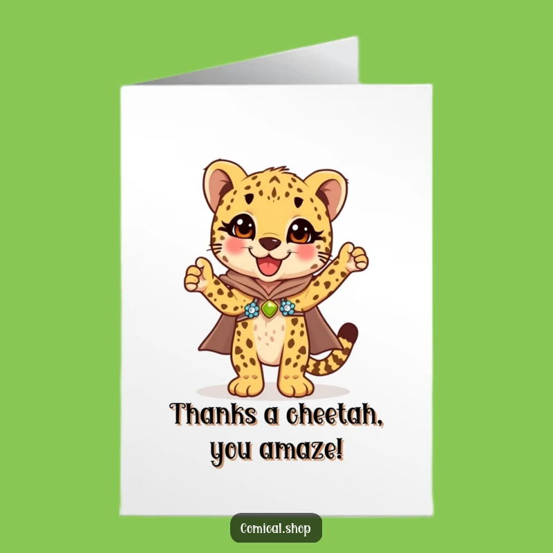 Free Printable Thank You Card: Cheetah Cub's Sequin Shine, Funny Downloadable Gratitude Gift!
