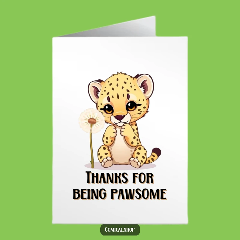 Free Printable Thank You Card: Cheetah Cub Dandelion Thanks