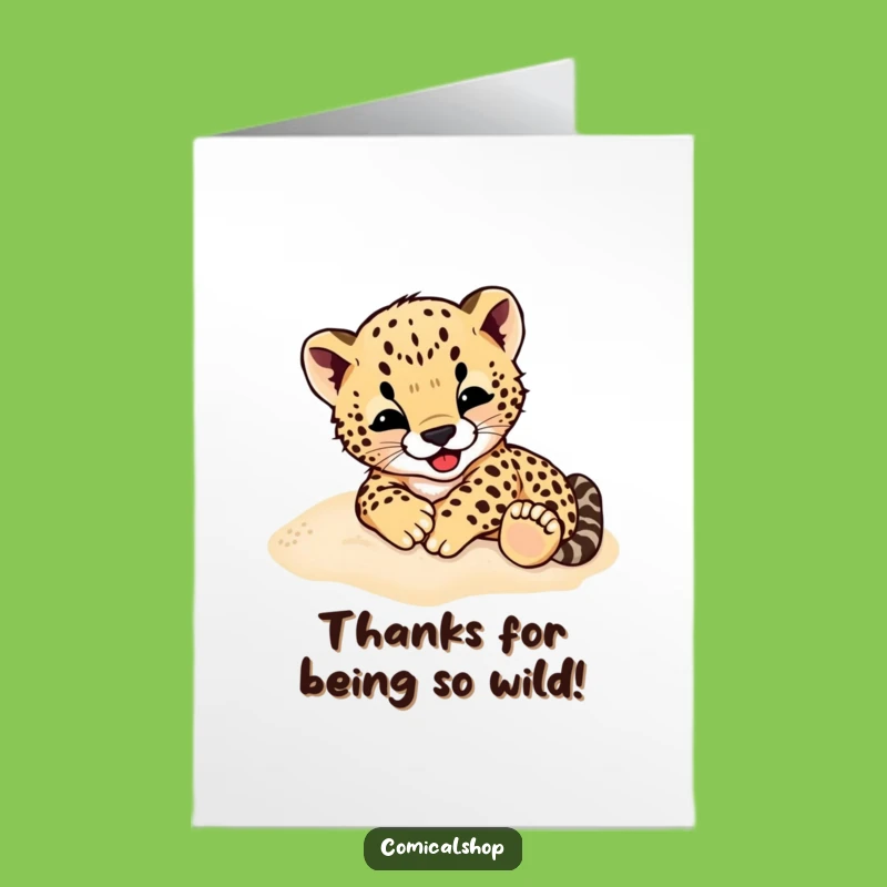 Free Printable Cheetah Cub Thank You Card Funny Downloadable Gift