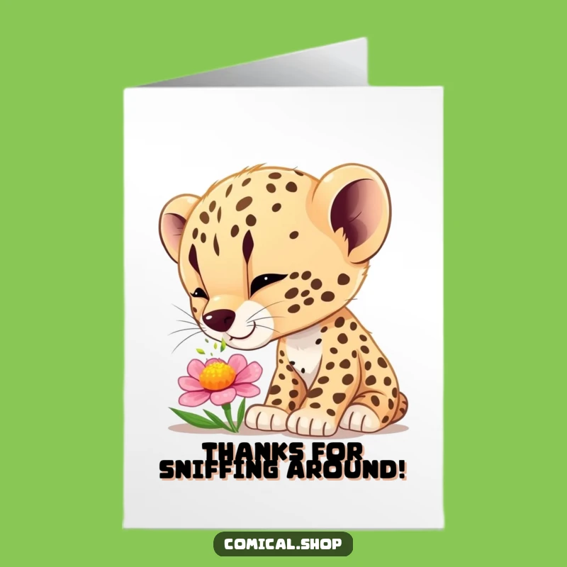 Free Printable Thank You Card: Curious Cub Funny Downloadable Gift for Gentle Appreciation