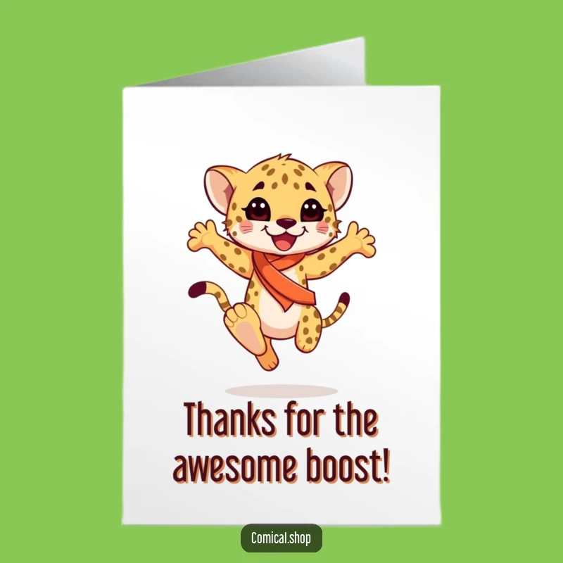 Free Printable Thank You Card: Leaping Cheetah Cub Sash - Funny Downloadable Gift