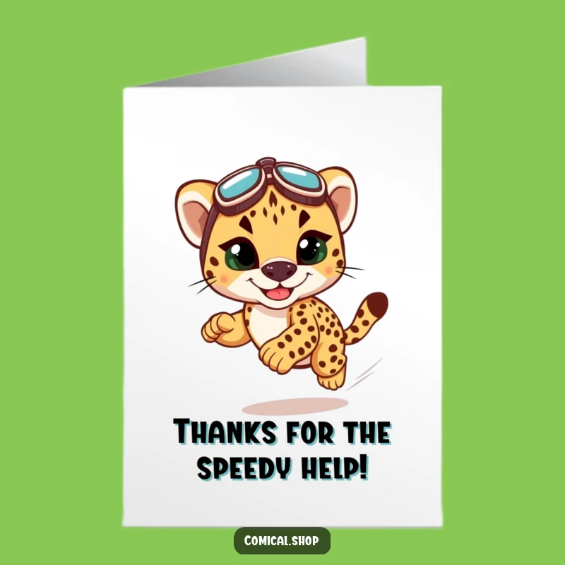 Free Printable Thank You Card: Cheetah Cub Funny Downloadable Gift for a Swift Thanks