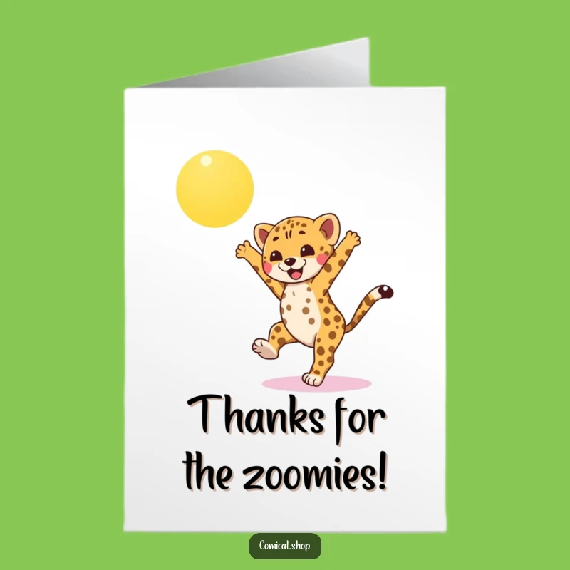Free Printable Thank You Card: Cheetah Cub Cartwheel - Speedy Gratitude Download