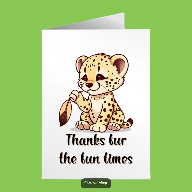 Free Printable Thank You Cheetah Card: Feather Play Gratitude