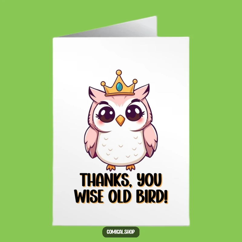 Free Printable Owl Thank You Card: Giggling Crowned Owl Curious Gratitude Printable Gift