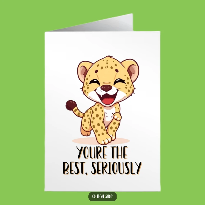 Free Printable Thank You Card: Giggling Cheetah Cub - Express Gratitude with Downloadable Fun