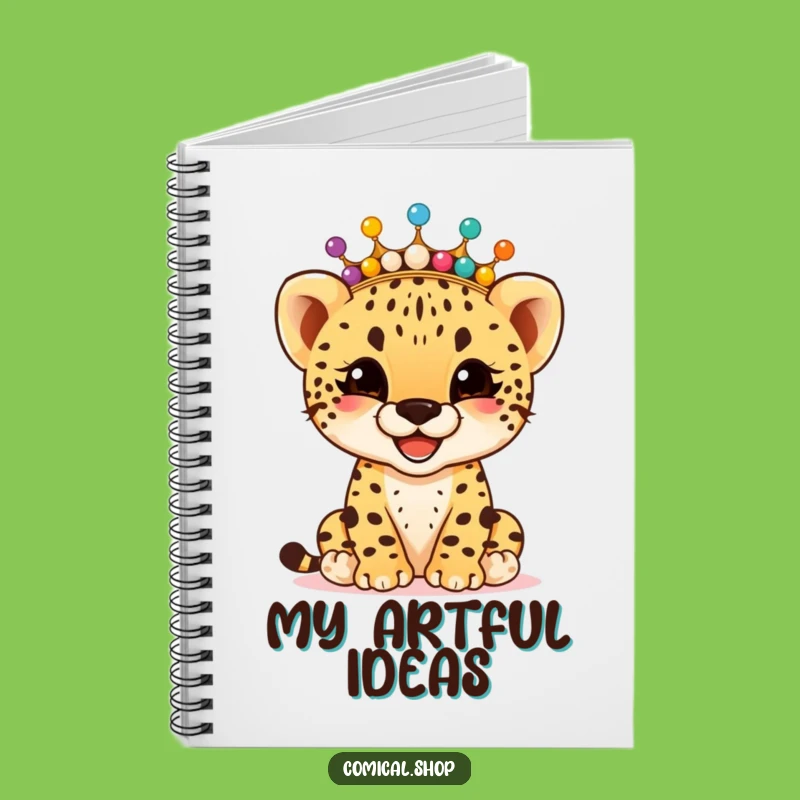 Funny Cheetah Cub Bead Crown Notebook: Giggling Ideas Journal, Perfect Funny Gift