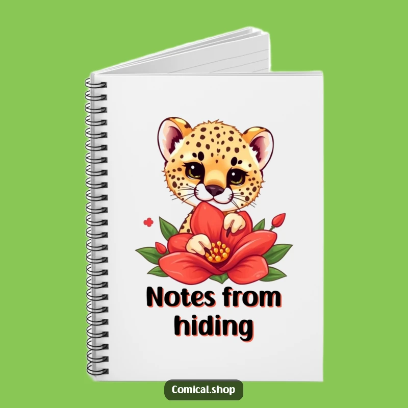 Funny Cheetah Cub Flower Peek Notebook - Jot Down Secrets, Perfect Gift