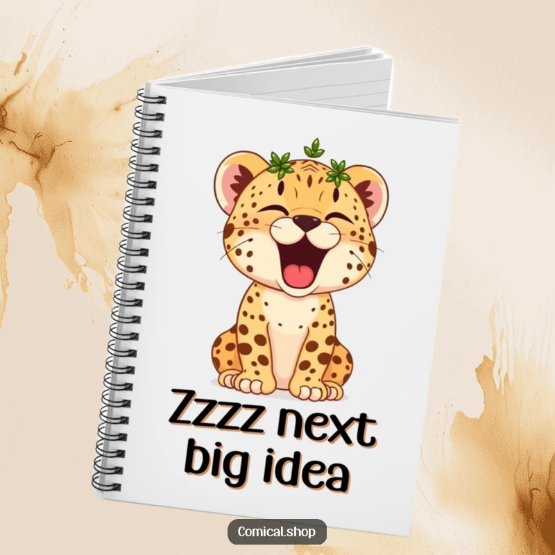 Funny Cheetah Cub Notebook: A tiny cheetah cub wearing a laurel wreath yawns broadly, inspiring sleepy creativity and triumphant ideas.