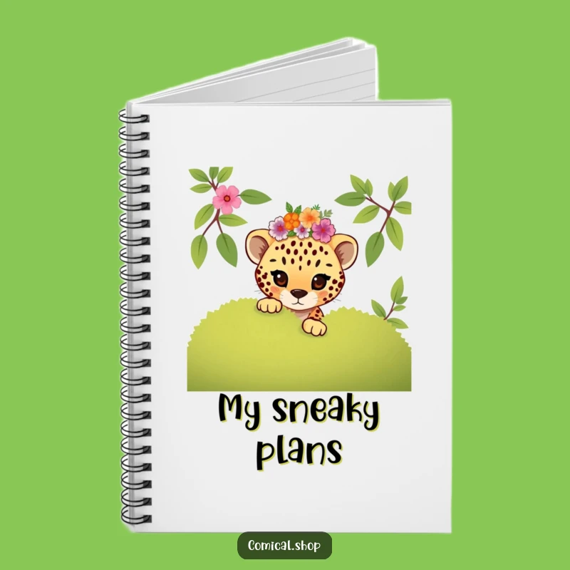 Funny Mischievous Cheetah Cub Floral Notebook: Playful Journal Gift