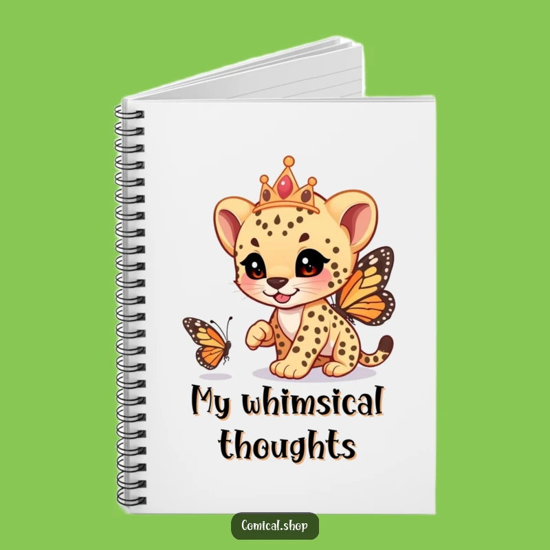 Funny Cheetah Cub Tiara Notebook: Whimsical Ideas Journal, Perfect Funny Gift