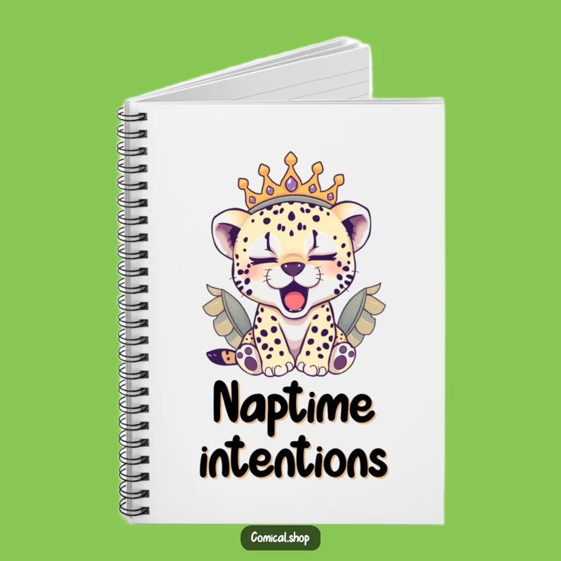 Funny Sleepy Cheetah Cub Crown Notebook: Cozy Journal Gift for Dreamers