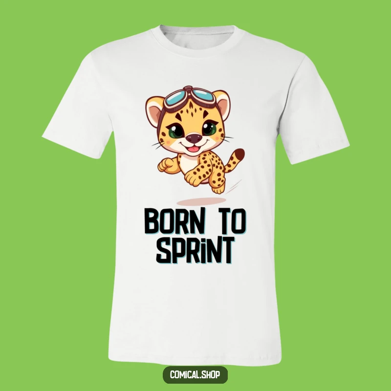 Funny Cheetah Cub Racing T-Shirt - Hilarious Speedster Apparel for Fast Fun