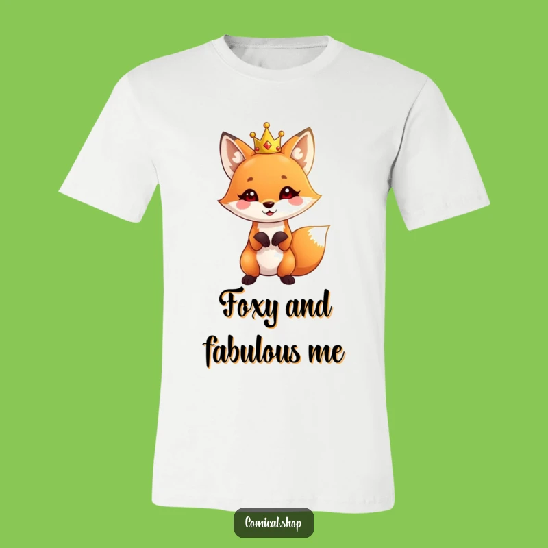 Funny Fox Crown T-Shirt: Playful Royal Fox Tee, Adorable Funny Gift for Her and Him