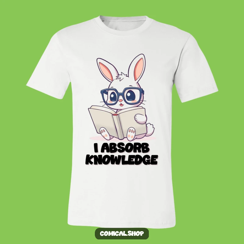Funny Bunny Reading T-Shirt - Cute Glasses Bookworm Tee, Perfect Humorous Gift