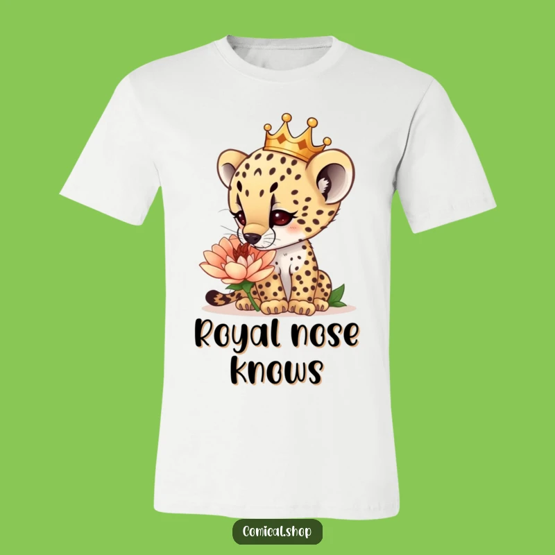 Funny Cheetah Cub Crown T-Shirt: Curious Explorer Design, Great Funny Gift