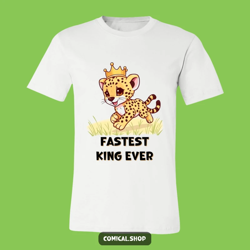 Funny Cheetah Cub Crown T-Shirt: Playful Royal Racer Design, Great Funny Gift