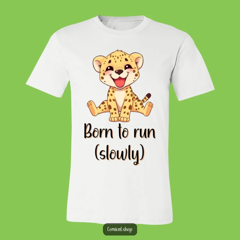 Funny Cheetah Cub Stretching T-Shirt: Adorable Happy Animal Tee Gift