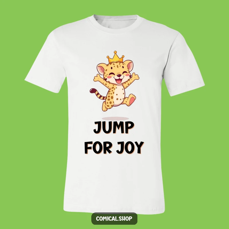 Funny Cheetah Cub Crown T-Shirt - Joyful Leap Fun Tee