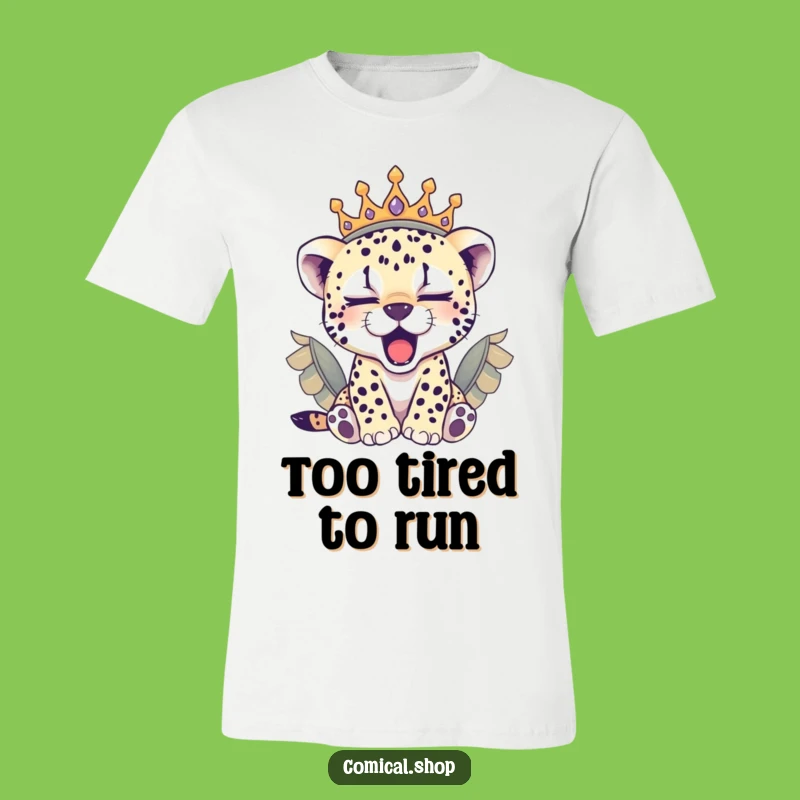 Funny Sleepy Cheetah Cub Crown T-Shirt: Cozy Royal Tee for Nappers