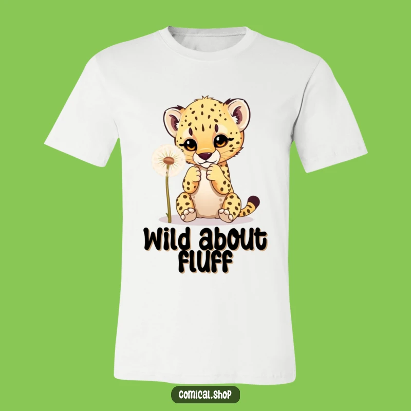Funny Cheetah Cub Dandelion T-Shirt: Playful Cub Animal Tee