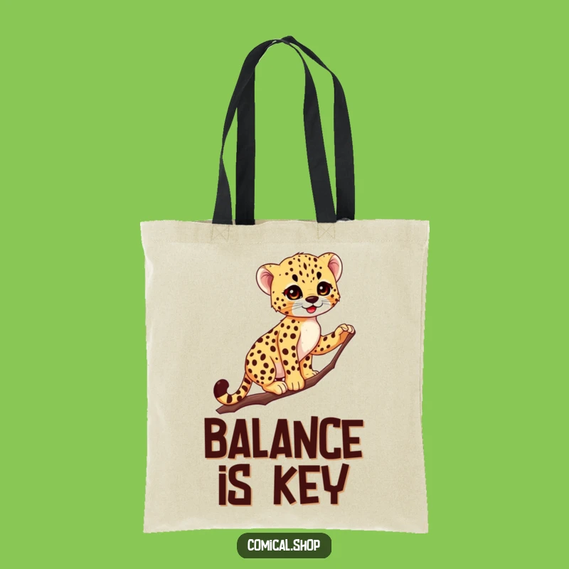 Funny Cheetah Cub Tote Bag: Graceful Acrobat Carry-all, Hilarious Woodland Surprise