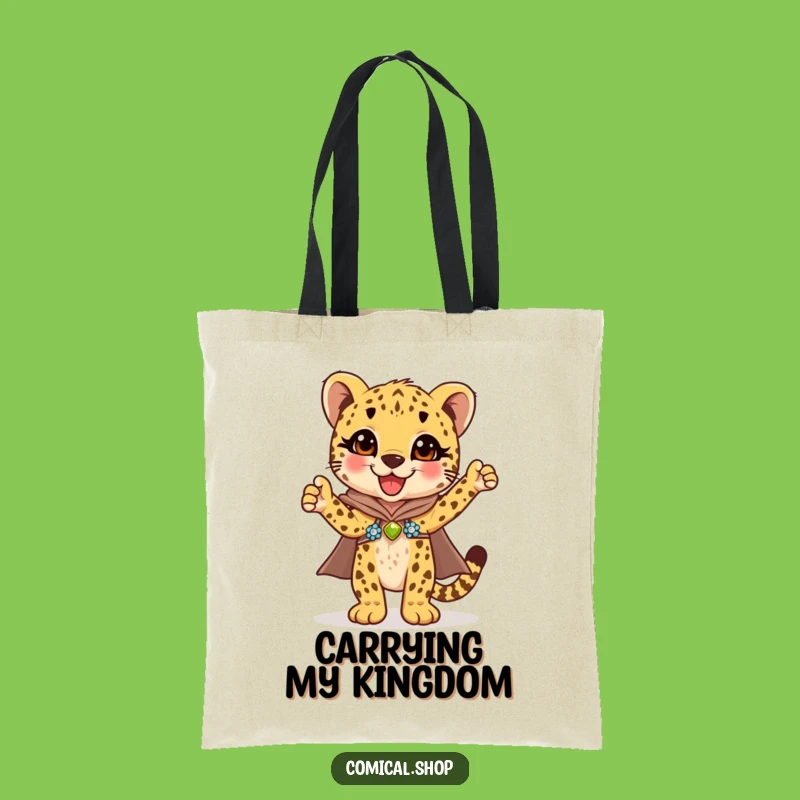 Funny Cheetah Cub Cape Tote Bag: Sparkly & Practical Gift for Cheetah Fans