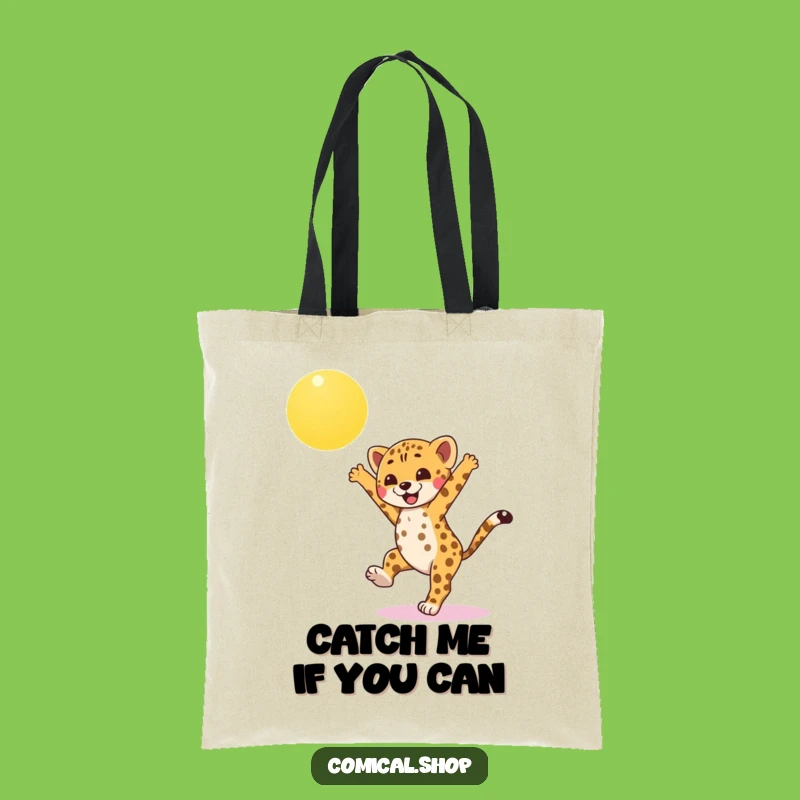 Funny Cheetah Cub Tote Bag: Carry Your Essentials with Cartwheeling Charm