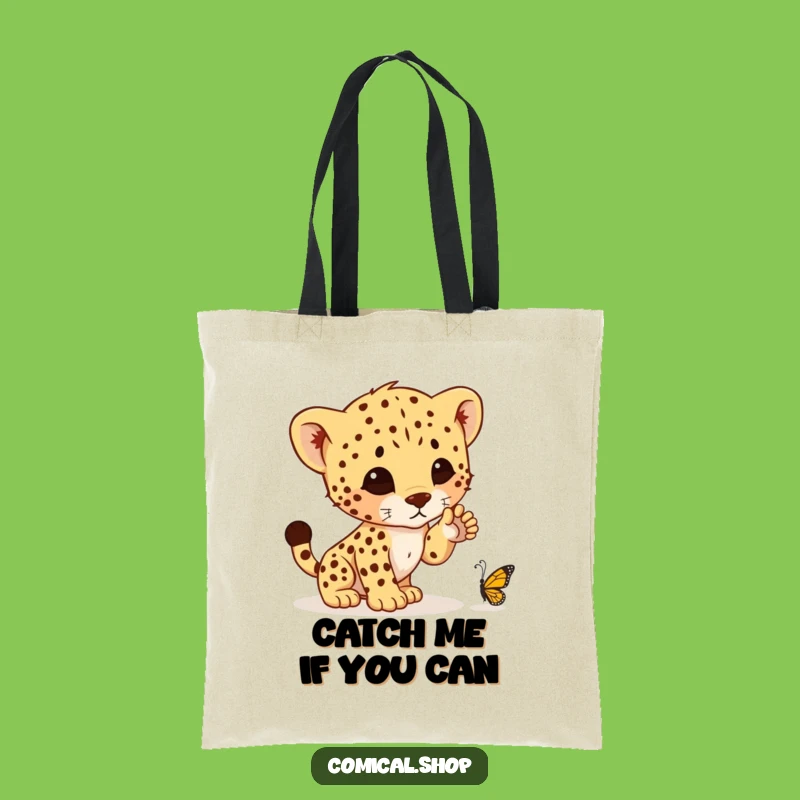 Funny Cheetah Cub Pounce Tote Bag - Carry Humor & Style, Ideal Gift