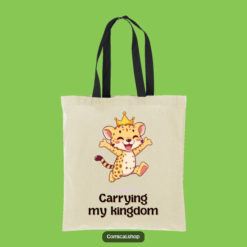 Funny Cheetah Cub Crown Tote Bag - Carry Your Majesty