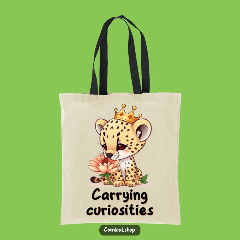 Funny Cheetah Cub Crown Tote Bag: Curious Nature Carrier, Perfect Funny Gift