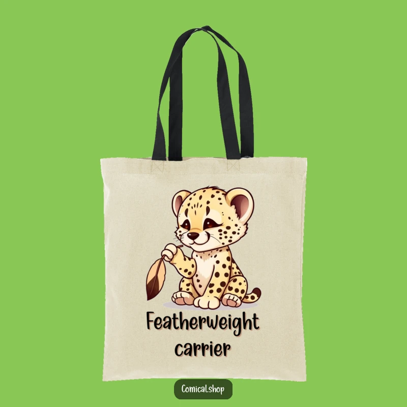 Funny Cheetah Cub Feather Tote Bag - Carry Your Playfulness