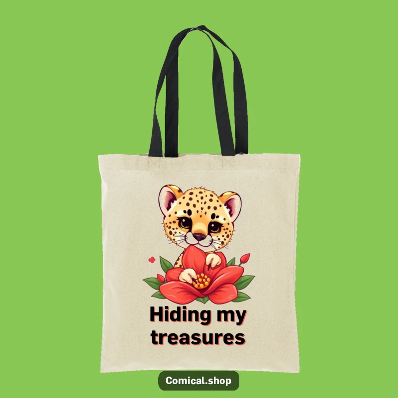 Funny Cheetah Cub Flower Peek Tote Bag - Carry Your Charm, Ideal Gift